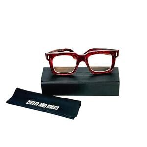 Cutler and Gross 1386 Eyeglasses Glasses Burgundy Marble 52-21-145